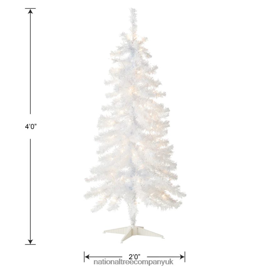 Trees | National Tree Company Pre-Lit Artificial Christmas Tree White Tinsel White Lights Includes Stand 4 feet F2L4F79